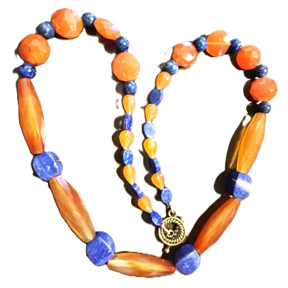 "Fit For a Queen #1" 26 inch, Necklace.W/Lapis lazuli & Carnelian Gems (N0172)